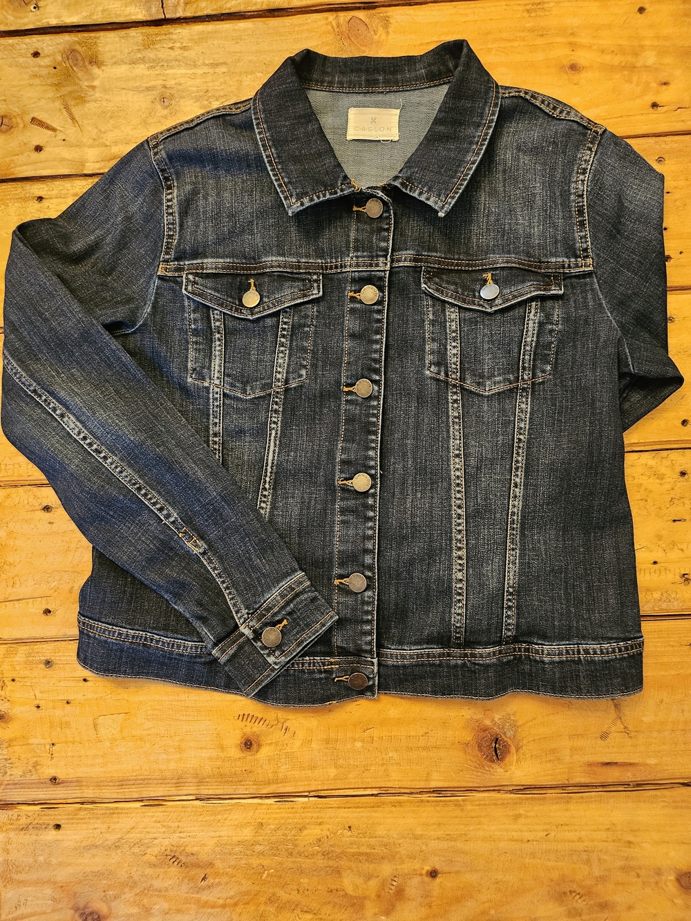 Caslon Dark Blue Denim Jacket with Button Front